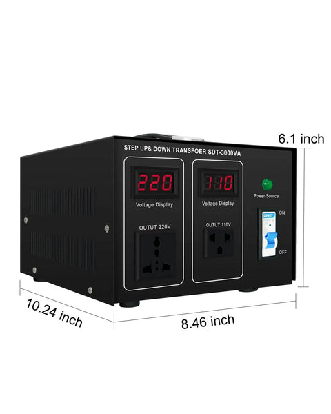 Beefy 3000W Step Up And Down Voltage Transformer Converter 110V To 120V To 220V To 240V with dual voltage display