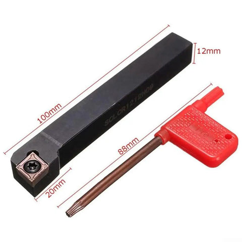 Heavy Duty Lathe Tool Holder SCLCR1212H09 With Ten CCMT09T304 Carbide Inserts Wrench Included Ready To Roll For Finishing And Roughing Jobs Precise Tolerance Keeping Machining Smooth And Efficient, 12mm steel holder with wrench