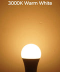 Close-up of 13W LED bulb emitting warm white 3000K light, part of Plug And Play Outdoor Dusk To Dawn LED Bulbs With Built In Photocell Sensor.