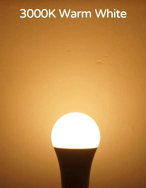 Close-up of 13W LED bulb emitting warm white 3000K light, part of Plug And Play Outdoor Dusk To Dawn LED Bulbs With Built In Photocell Sensor.