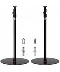 Set of two black round base light stand monopods for cameras and lighting, 79 inch tall, space saving studio rig, 22 lb payload.