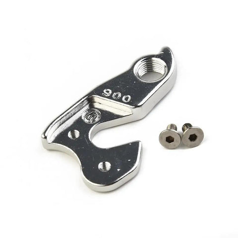 Aluminum Bicycle Derailleur Hanger Replacement For Rear Dropout Easy Install shown with screws, silver alloy