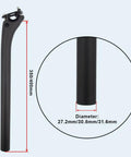 Ultralight Carbon Bike Seat Post 25mm Offset 400mm 30.8Mm Diameter UD Matte 3K Finish with size details shown