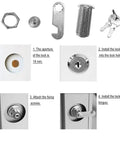 1.38 Inch Rotation Hook Lock Cam Cylinder, 2 Pack Keyed Alike Zinc Alloy Security Locks installation steps, showing components and assembly process described in image text.