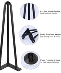 26 Inch Hairpin Table Leg Set With One Half Inch Diameter Three Rods Beefy Black Furniture Feet With Floor Protectors and screws