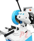 11 Inch Cold Cut Saw With Swivel Base And 110V 1 5HP Motor Built Like A Tank For Industrial Metal Fabrication Featuring Full Gear Drive Quick Release Vise And Grind Free Precision Cuts, close-up angle showing motor and control panel.