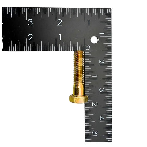 Heavy-Duty 3/8-16 Grade 8 Hex Bolt 1-1/2 Inch next to a ruler for size comparison, part of SAE J429 fasteners kit.