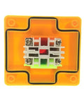 Back view of Emergency Stop Push Button Switch 660V 10A 2-Position DPST Momentary 1NO 1NC, orange panel mount with internal contacts.