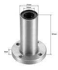 Extra Long LM12UU Round Flange Linear Ball Bearing Bushing 12mm Bore, 21mm Outer Diameter, 57mm Length Sealed On Both Sides Pack Of 2
