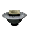 6 Inch Pvc Adjustable Commercial Floor Drain With Hefty Brass Grate And Square Ring Easy Pivot Strainer For Sloped Concrete