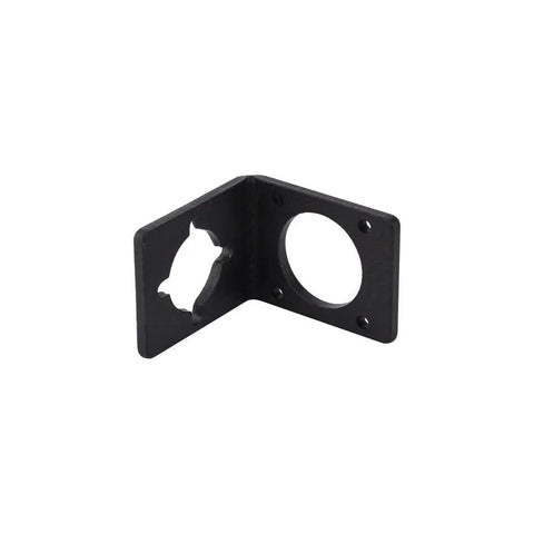 Geared Nema 11 Stepper Motor Mounting Bracket Made From Alloy Steel With Extra Four Mounting Holes ST M3 Beefed Up For Industrial Precision And Easy Mounting In CNC Robotics And Motion Control Projects, black alloy steel bracket with NEMA 11 holes