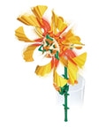 SolarFlower Golden Sunrise STEM Kit Build A Motorized Solar Powered Flower With Spinning Colorful Petals A Dope Educational Gift For Kids Ages Eight And Up And Adults Great For Home Or Classroom Projects And Gift Ideas. motorized solar flower kit with yellow petals, green stem, and clear base