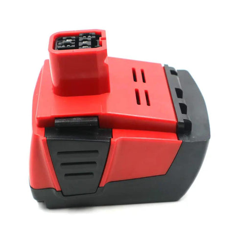 Beefed Up 4000mAh 14.4V Replacement Battery For 14.4V Tools, red and black, side angle view, compatible with Hilti models