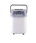 Compact Countertop Ice Maker Cranks Out Fresh Bullet Ice In Record Time with digital controls and integrated handle.