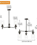 Dimensions of Dope Contemporary 3 Light Chandeliers With Rustic Clear Glass Shades Pendant Lighting in Oil Rubbed Bronze