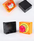 Red IP65 Waterproof Emergency Stop Push Button Switch With 1 NO 1 NC Contacts, DPST Constricting Action, 660V AC 10A, shown disassembled.