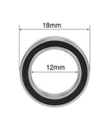 Uxcell 6701-2RS deep groove ball bearing, 12x18x4 mm, double sealed chrome steel, front view