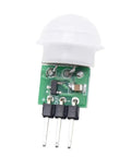 Close-up of Three Pack Dope AM312 Pyroelectric PIR Motion Sensor Module for DIY projects showcasing infrared detector and pins.