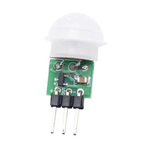 Close-up of Three Pack Dope AM312 Pyroelectric PIR Motion Sensor Module for DIY projects showcasing infrared detector and pins.