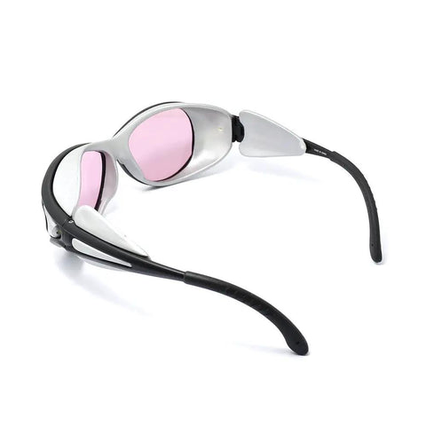 Kickass Protective Laser Safety Goggles For 808 NM Infrared Diode Lasers with sleek design and pink tinted lenses, ideal for protection.