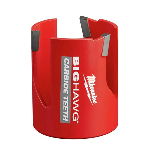 Milwaukee Big Hawg carbide-tooth hole saw, red body, front view