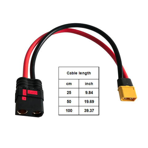 Super Cool Xt60s Male To Qs8 Female Charging Wire Cord For Rc Cars And Quadcopters with 25cm length and silicone insulation.