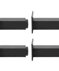 Aluminum Adjustable Furniture Feet Set, 4 Pcs Black Square Base, 100mm And 120mm, Anti Slip Protectors, horizontal view.