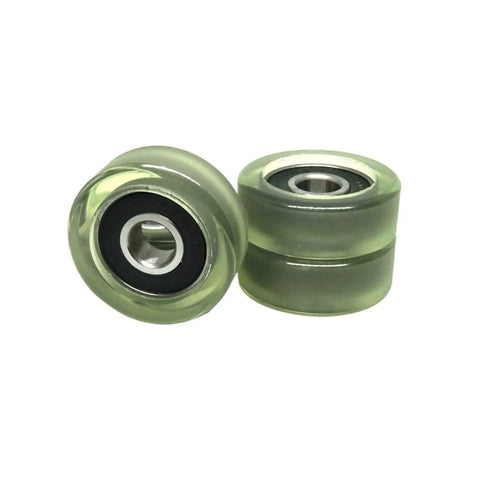 Five Pack Polyurethane Bearing Pulley PU60830-11 30mm Outer Diameter 8x30x11 PU Coated Roller Wheel displayed in two units