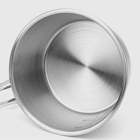Interior view of Lightweight Camping Cookware Set 304 Stainless Steel With Drainable Filter Portable Outdoor Net Fishing Gear