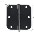Single Pack Matte Black Door Hinges 3.5 Inch With 5/8 Radius Corners, Sleek Low Profile Look, Durable Steel Construction