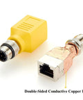 M12 To RJ45 Ethernet Adapter Cat6 Shielded IP67 Waterproof Bulkhead Connector with copper foil for conductivity