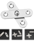 Close-up of Heavy Duty Stainless Steel Pivot Door Hinges 12-Piece Set for Hidden Doors, featuring silver finish and pivot detail.