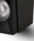 Close-up of Node 4 In Square Integrated LED Downlight With Remote Driver ETL Certified Surface Mount Fixture, black finish