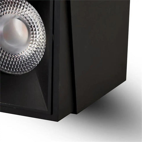 Close-up of Node 4 In Square Integrated LED Downlight With Remote Driver ETL Certified Surface Mount Fixture, black finish