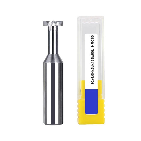 Front view of tungsten steel alloy T-slot milling cutter with yellow plastic storage case; 12x2.0x60L