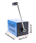 Blue 20W Manual Hand Crank Generator for Outdoor Use Portable USB Charging Power Supply On The Go to charge cellphones and laptops.