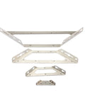 Heavy Duty Knockout Stainless Steel Corner Brackets 90 Degree L Shape Wall Shelf Bracket Set showing various sizes and angular designs.