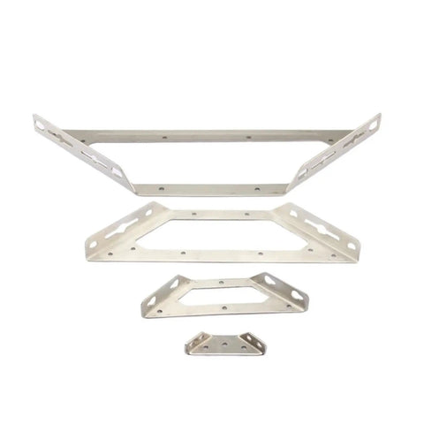 Heavy Duty Knockout Stainless Steel Corner Brackets 90 Degree L Shape Wall Shelf Bracket Set showing various sizes and angular designs.