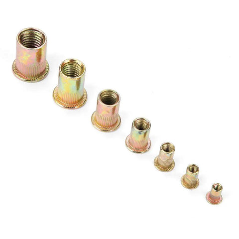 Heavy Duty Carbon Steel Rivet Nut Insert Kit With M3 To M10 Sizes And Open End Tool For Steel Plastic Fiberglass Flat Head Threaded Fasteners You Need, assorted inserts