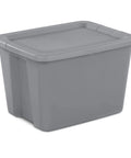 Built Tough Eighteen Gallon Storage Bin With Secure Snap Lid Heavy Duty Stackable Tote For Clutter Control Hella Roomy Gray Plastic Organizer Zero Fuss, gray plastic storage bin with lid.