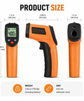 Non Contact Infrared Thermometer Gun With Laser Pointer And Backlit LCD, orange and black, 5.69 in size diagram