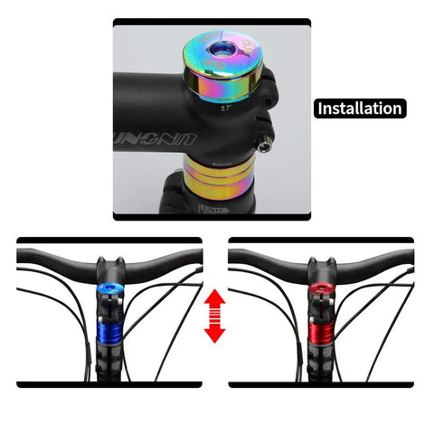 Colorful Headset Spacers And Stem Cap Set For 28.6mm Bike Stem With 2mm, 5mm And 10mm Spacers And Install Screws, Anodized Dope Colorway For Bold Look
