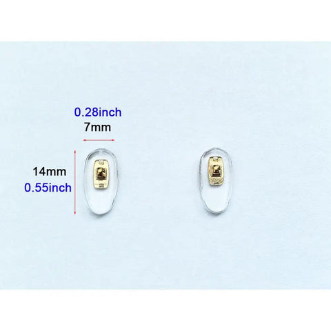 Straight Up Premium Screw In Silicone Nose Pads For Sunglasses And Glasses Universal Eyewear Replacement Hardware Gold Color, 14x7mm size.