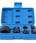 Rugged 6 Piece Impact Socket Adapter Kit With Hard Cr Mo Steel Sleeves For 1/2 And 1/4 Inch Drives To Make Heavy Torque Jobs A Breeze Without Slipping, blue case open