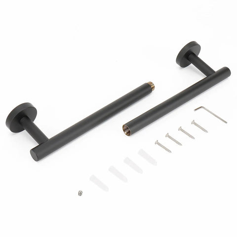 Matte Black 18 Inch Wall Mounted Towel Bar Made From Rustproof Stainless Steel For Bathrooms And Kitchens with installation hardware