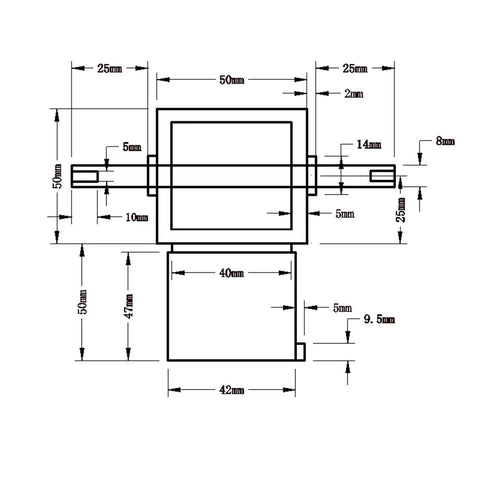 Diagram of Compact 42 Stepper Motor Packed With An Ultra Quiet Worm Gear Reducer One X Twenty Ratio with dimensions.