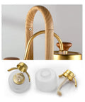Premium Belgian Siphon Coffee Maker With Tempered Glass Globe Brewers brass top and glass accessories for coffee brewing.