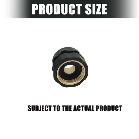 Pack Of 2 Quick Connect Garden Hose Adapters With Hand Tighten Design for Tool Free No Tool Needed Easy Install And Fast Connection To Most Hoses And Pressure Washers For Outdoor Use, front view showing adapter size and design.
