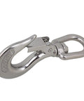 Bulletproof 304 Stainless Steel Swivel Eye Lifting Hook With 360 Degree Spin And Round Loop For Heavy Haul Rigging Mining Work Construction Sites Handles Up To 150 Kilos Easy, close-up view of lifting hook