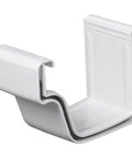 Gutter Connector Vinyl White Easy Install for Seamless Gutter System Durable Vinyl Rain Water Channel Accessory DIY Friendly Upgrade for Home Roof Leak Proof Drainage, showcasing a white vinyl piece with easy install design.